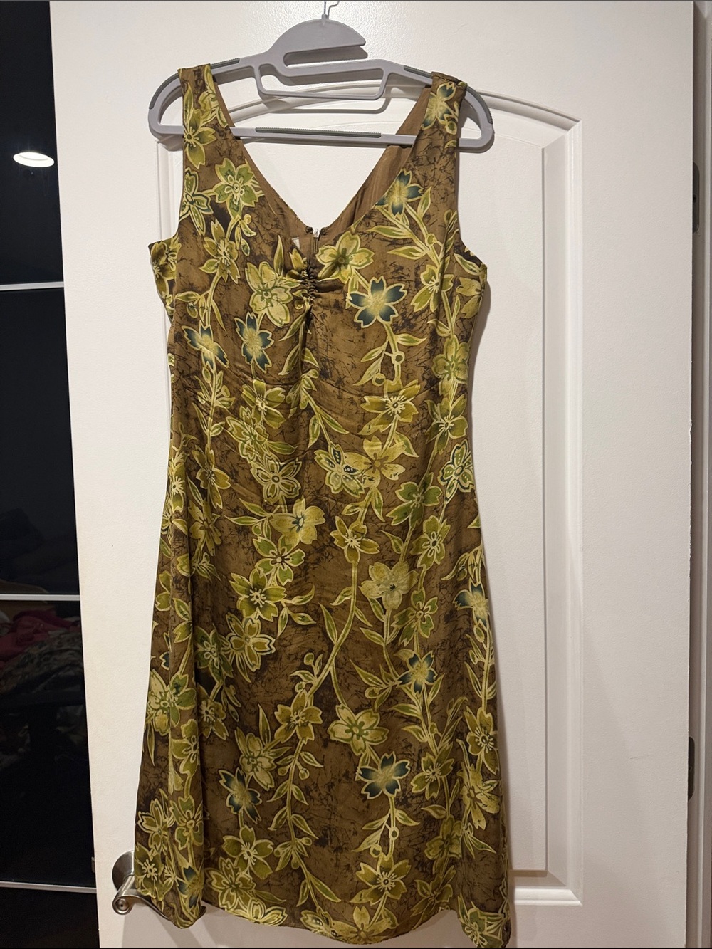Tommy Bahama Brown Floral Sleeveless Dress 100% silk
